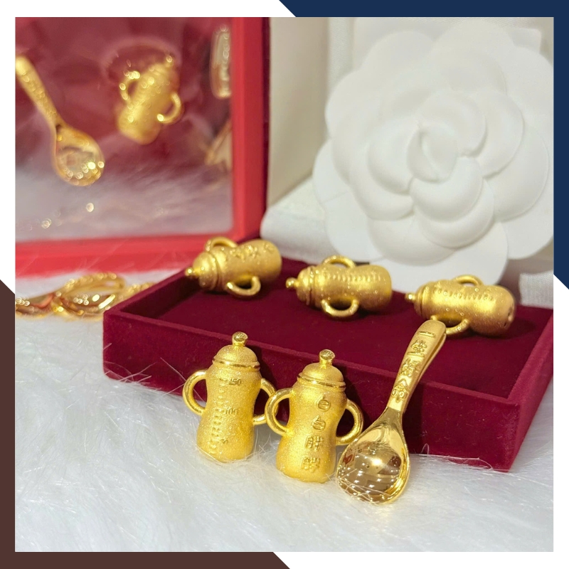 Bình Sữa Vàng 9999 QTV06 - Quà Thôi Nôi/ Đầy Tháng/ Sinh Nhật Cho Bé