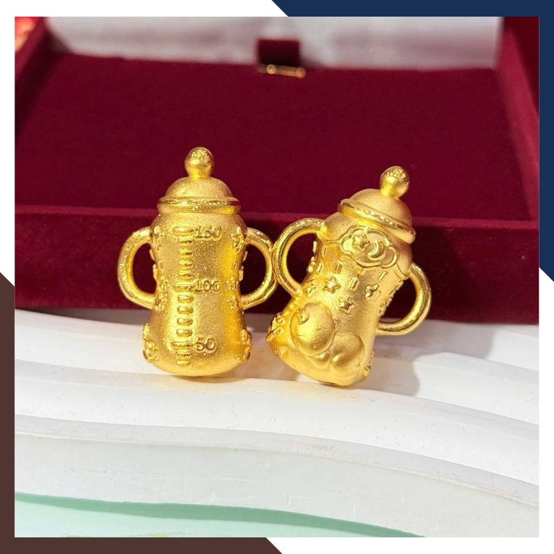 Bình Sữa Vàng 9999 QTV06 - Quà Thôi Nôi/ Đầy Tháng/ Sinh Nhật Cho Bé