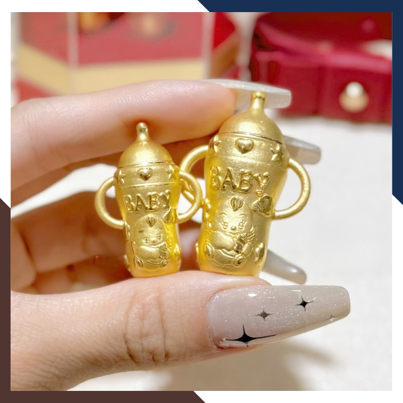 Bình Sữa Vàng 9999 QTV06 - Quà Thôi Nôi/ Đầy Tháng/ Sinh Nhật Cho Bé