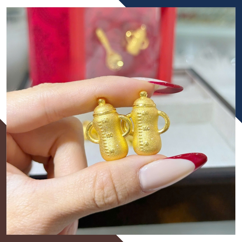 Bình Sữa Vàng 9999 QTV06 - Quà Thôi Nôi/ Đầy Tháng/ Sinh Nhật Cho Bé