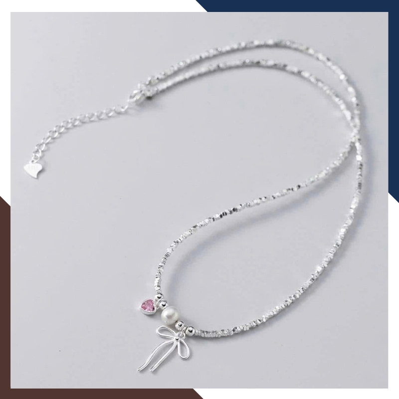 Bộ Dây Chuyền Ngọc Trai Thật Phối Vụn Bạc Cho Nữ BTSNT143