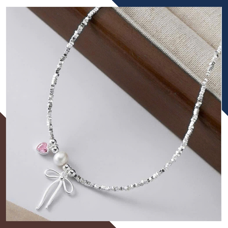 Bộ Dây Chuyền Ngọc Trai Thật Phối Vụn Bạc Cho Nữ BTSNT143