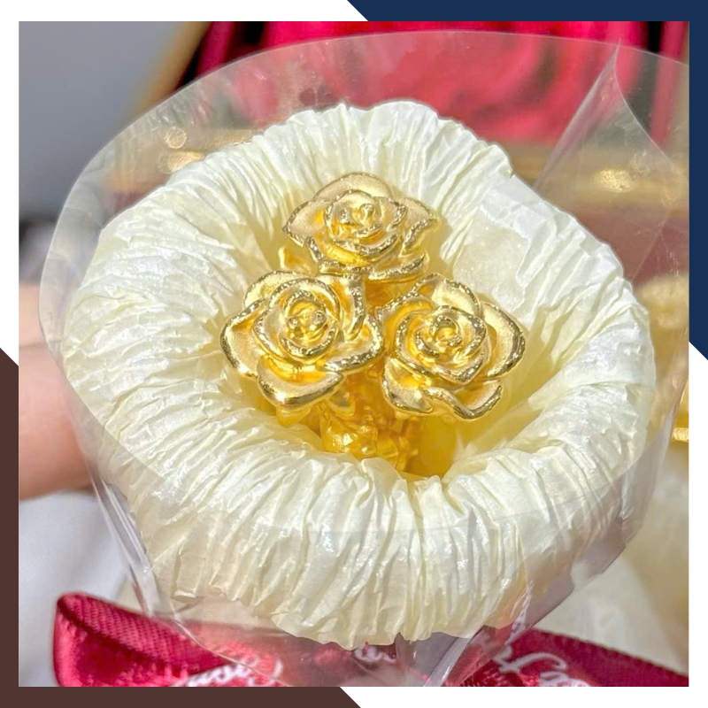 Bó Hoa Hồng Bằng Vàng 24k 9999 – Quà Tặng Bạn Gái Ý Nghĩa