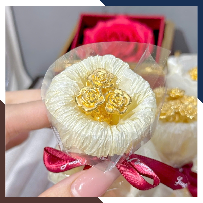 Bó Hoa Hồng Bằng Vàng 24k 9999 – Quà Tặng Bạn Gái Ý Nghĩa