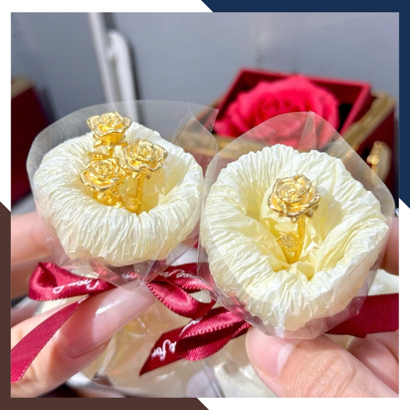 Bó Hoa Hồng Bằng Vàng 24k 9999 – Quà Tặng Bạn Gái Ý Nghĩa