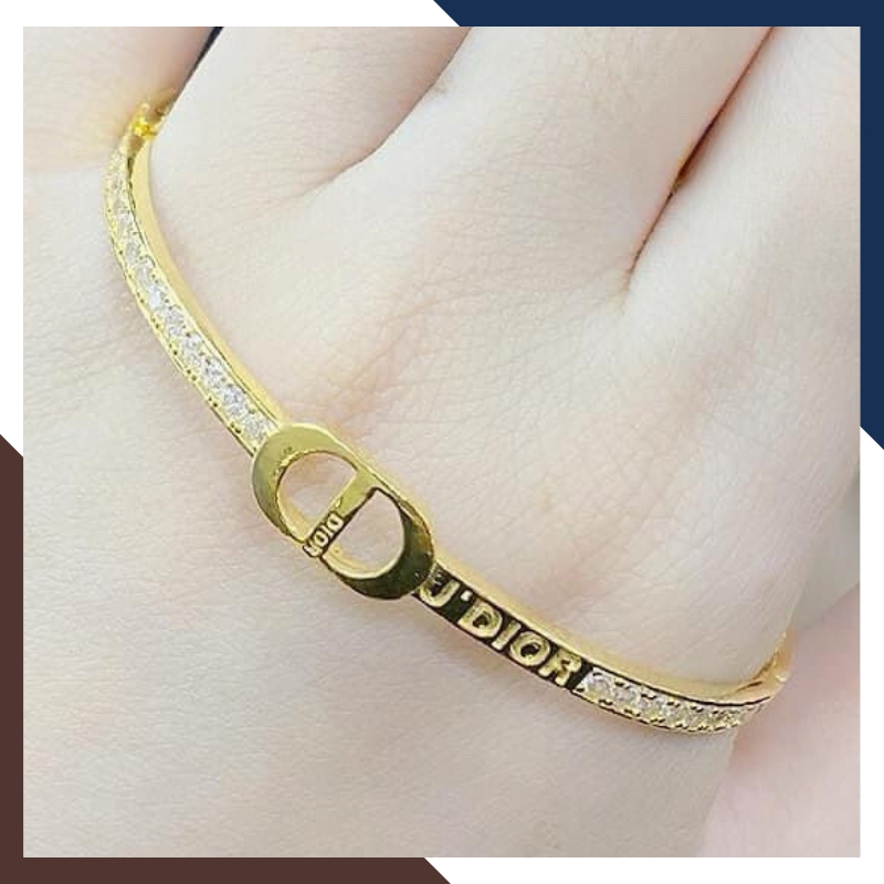 Bộ trang sức Dior vàng tây 10k gồm vòng tay, nhẫn và bông tai mã TL1764127