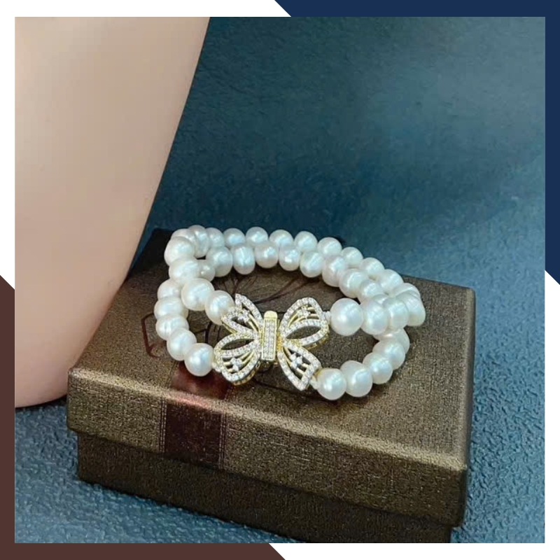 Bộ Trang Sức Ngọc Trai 2 Vòng Phối Khoá Nơ BTSNT118 – Kiêu Sa & Cuốn Hút