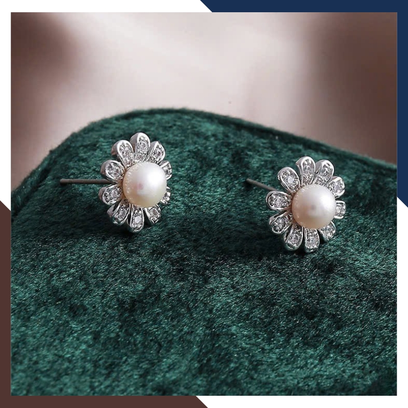 Bộ Trang Sức Ngọc Trai Bạc 925 Hình Hoa Cho Nữ BTSNT146