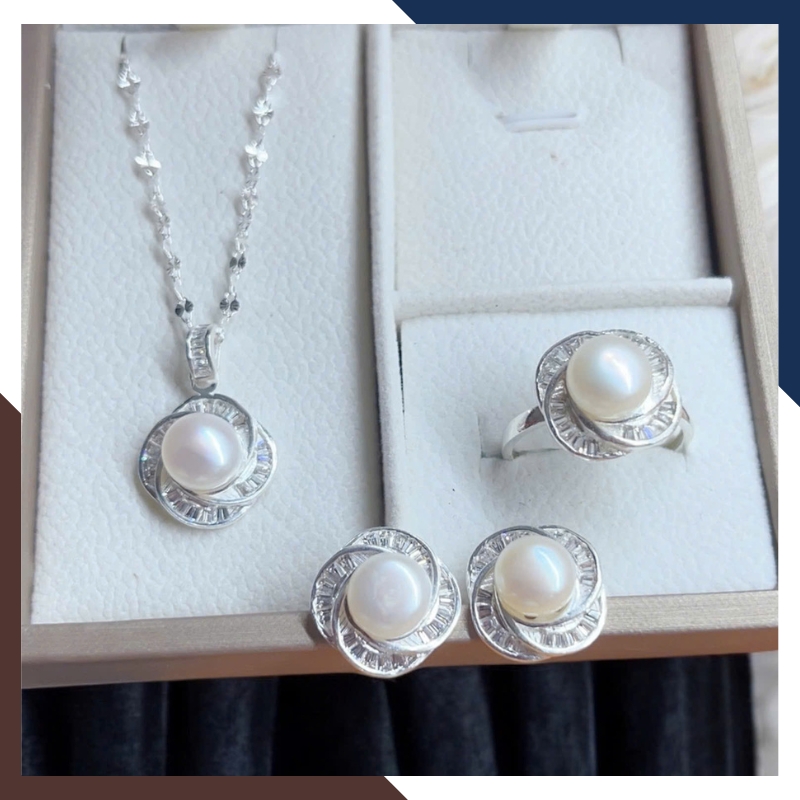 Bộ Trang Sức Ngọc Trai Bạc Cho Mẹ BTSNT169 Cao Cấp