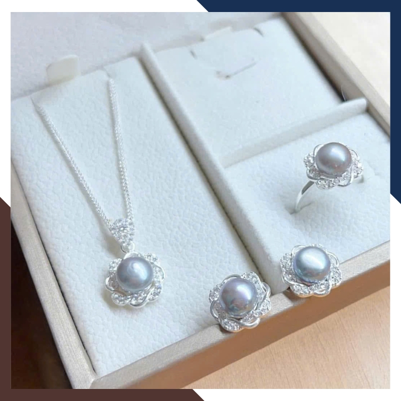 Bộ Trang Sức Ngọc Trai Bạc Cho Mẹ BTSNT169 Cao Cấp