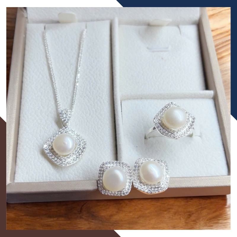 Bộ Trang Sức Ngọc Trai Bạc Cho Mẹ BTSNT169 Cao Cấp