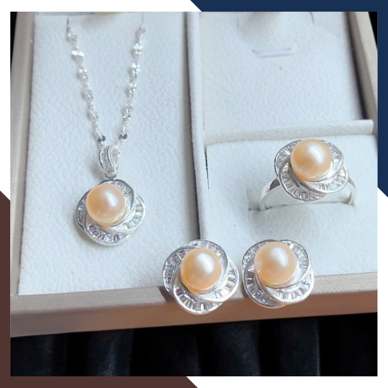 Bộ Trang Sức Ngọc Trai Bạc Cho Mẹ BTSNT169 Cao Cấp