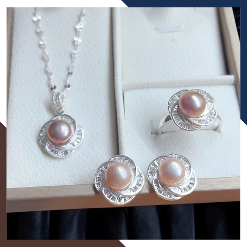 Bộ Trang Sức Ngọc Trai Bạc Cho Mẹ BTSNT169 Cao Cấp