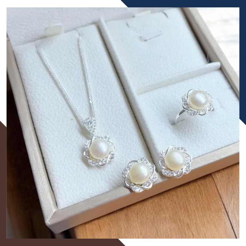 Bộ Trang Sức Ngọc Trai Bạc Cho Mẹ BTSNT169 Cao Cấp