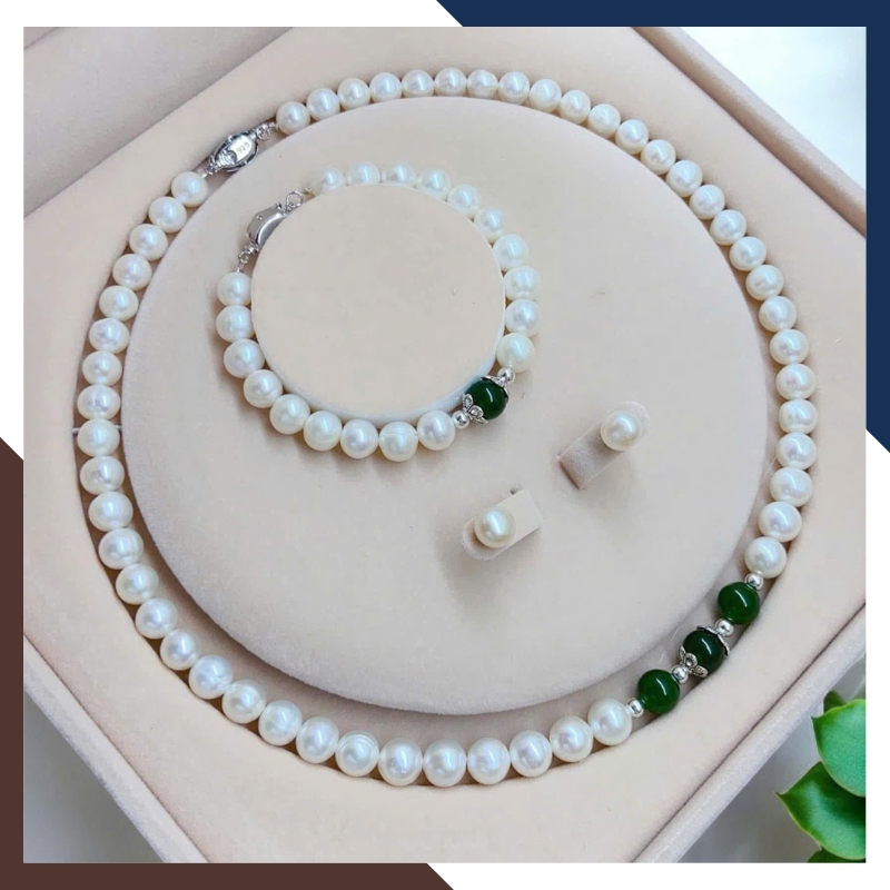 Bộ trang sức ngọc trai cho mẹ mix đá phong thuỷ BTSNT187