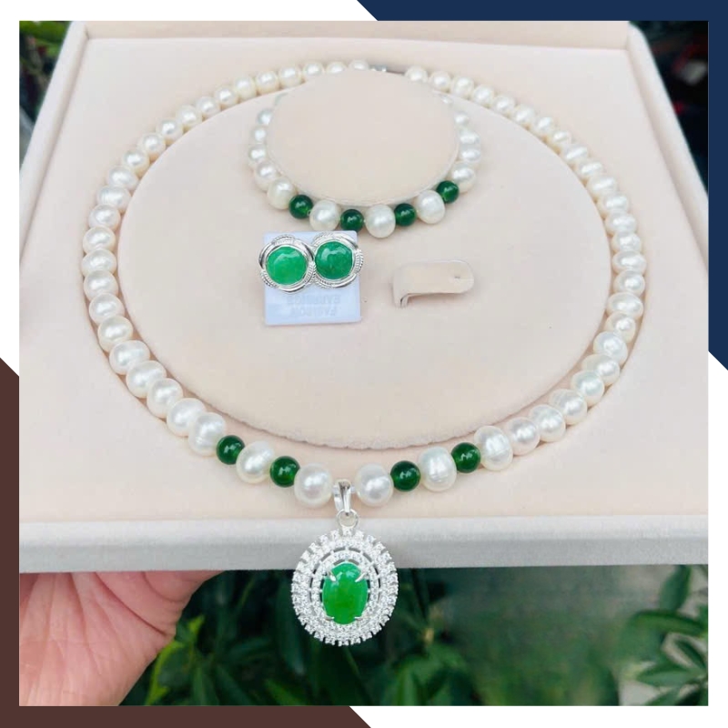 Vòng cổ ngọc trai mix đá