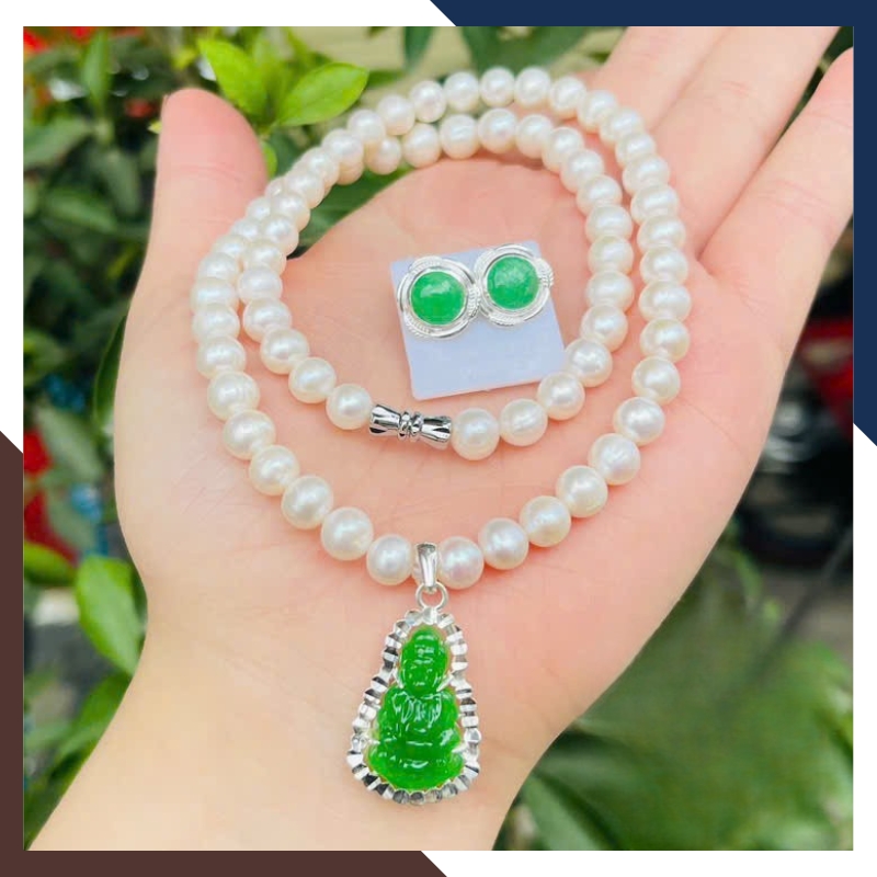 Bộ Trang Sức Ngọc Trai Cho Mẹ Mix Đá Phong Thuỷ Mã BTSNT103