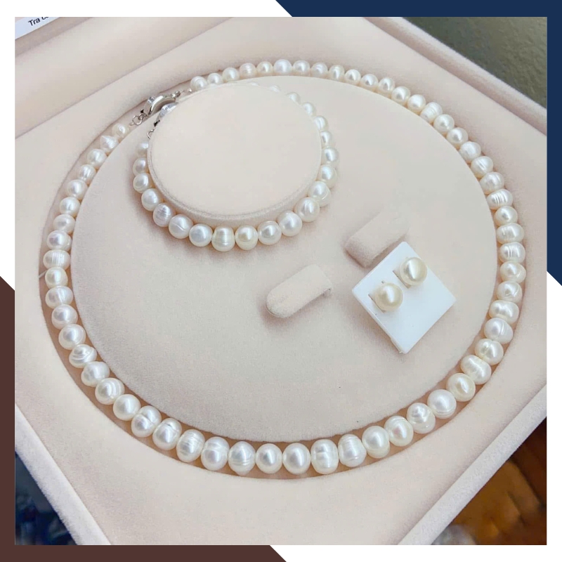 Bộ trang sức ngọc trai thật 7–8mm nhiều màu BTSNT210