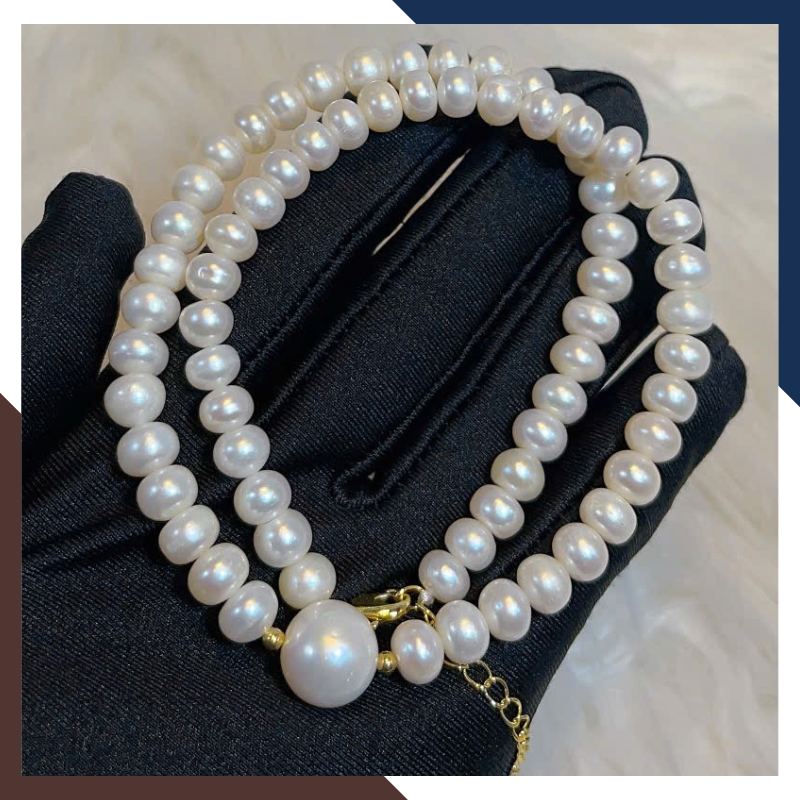 Bộ Trang Sức Ngọc Trai Thật 7–8mm Phối Viên Lớn 9-10mm BTSNT193