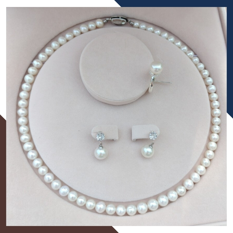 Bộ trang sức ngọc trai thật nuôi nước ngọt tự nhiên mã BTSNT22