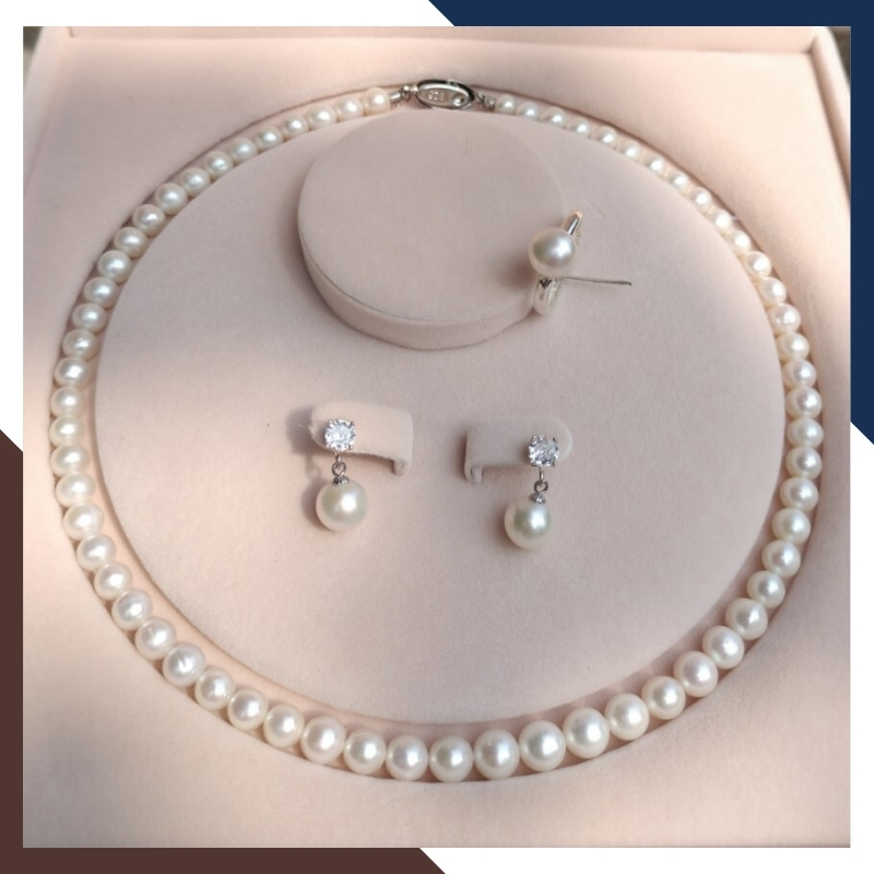 Bộ trang sức ngọc trai thật nuôi nước ngọt tự nhiên mã BTSNT22