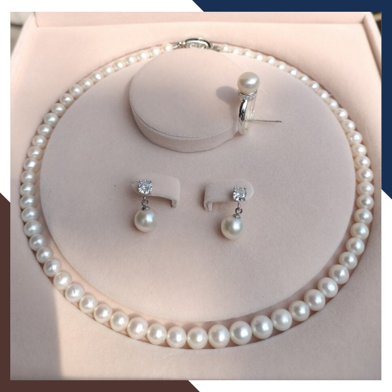 Bộ trang sức ngọc trai thật nuôi nước ngọt tự nhiên mã BTSNT22