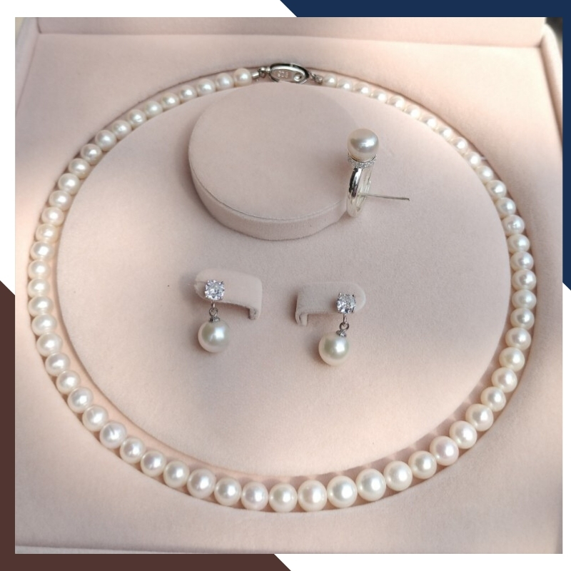 Bộ trang sức ngọc trai thật nuôi nước ngọt tự nhiên mã BTSNT22