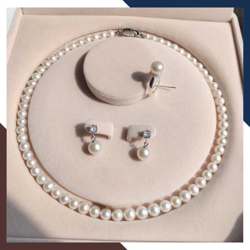 Bộ trang sức ngọc trai thật nuôi nước ngọt tự nhiên mã BTSNT22