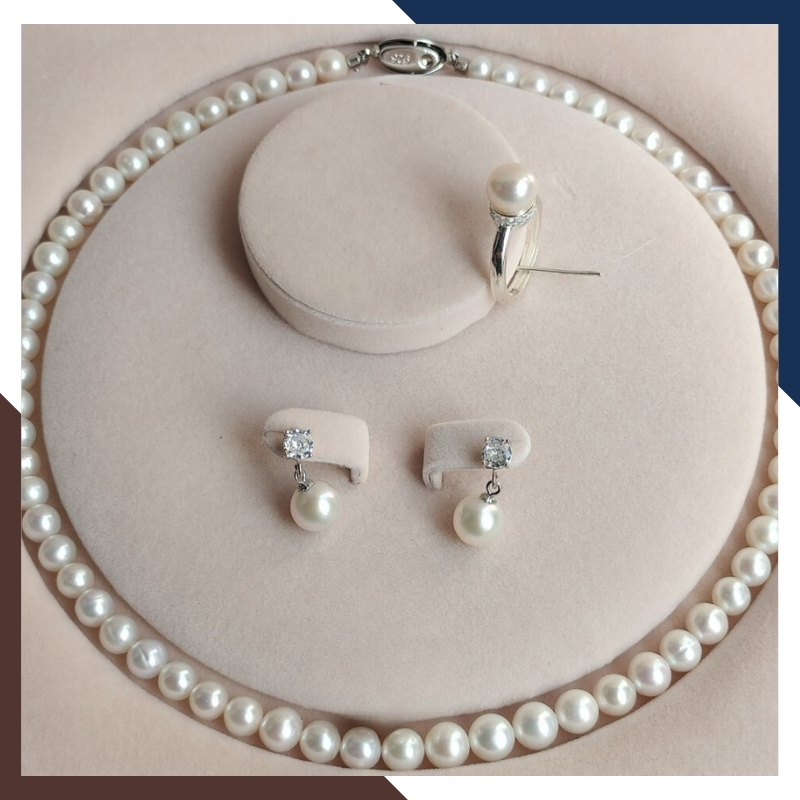 Bộ trang sức ngọc trai thật nuôi nước ngọt tự nhiên mã BTSNT22