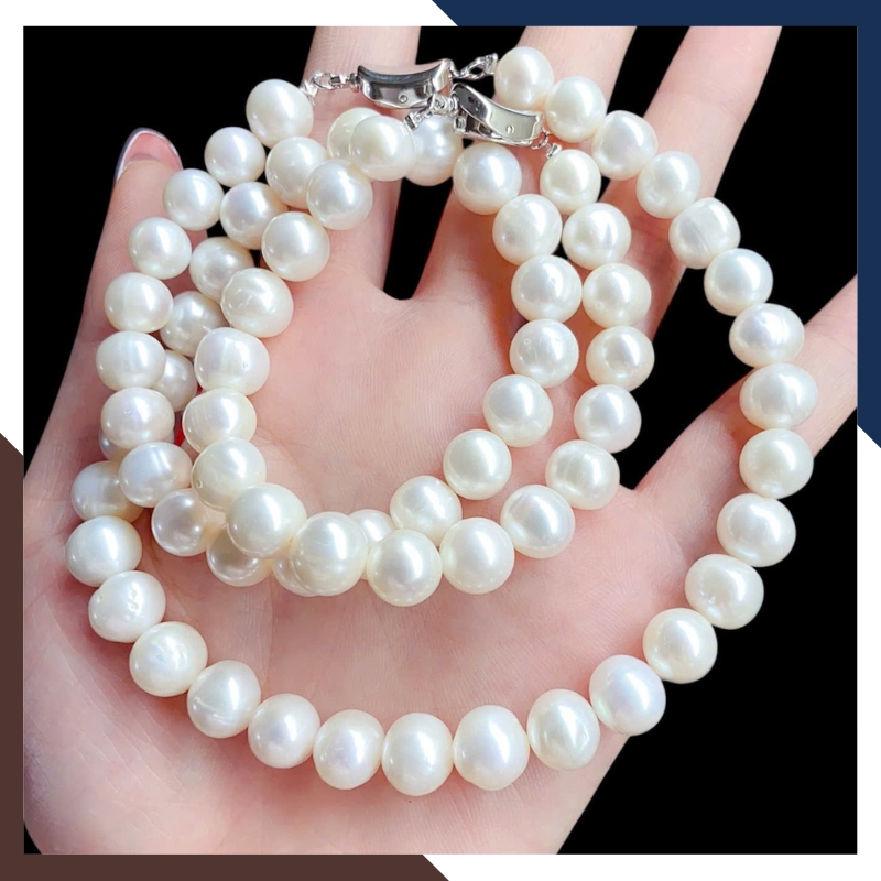 Bộ Trang Sức Ngọc Trai Thật Kiểu Trơn Đơn Giản BTSNT221