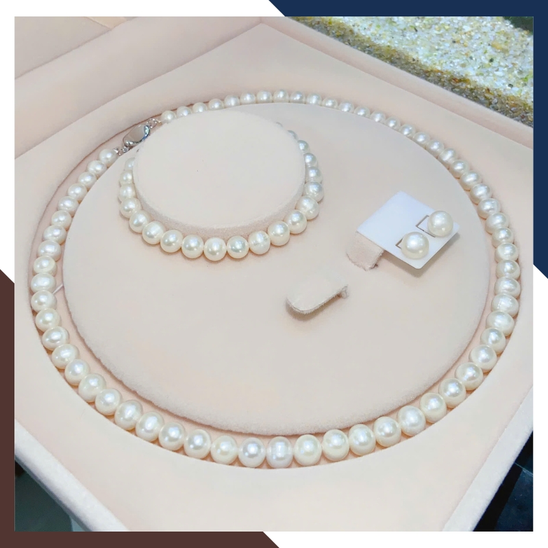 Bộ trang sức ngọc trai thật màu trắng BTSNT200
