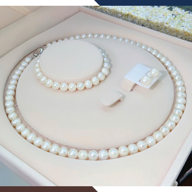 Bộ trang sức ngọc trai thật màu trắng BTSNT200