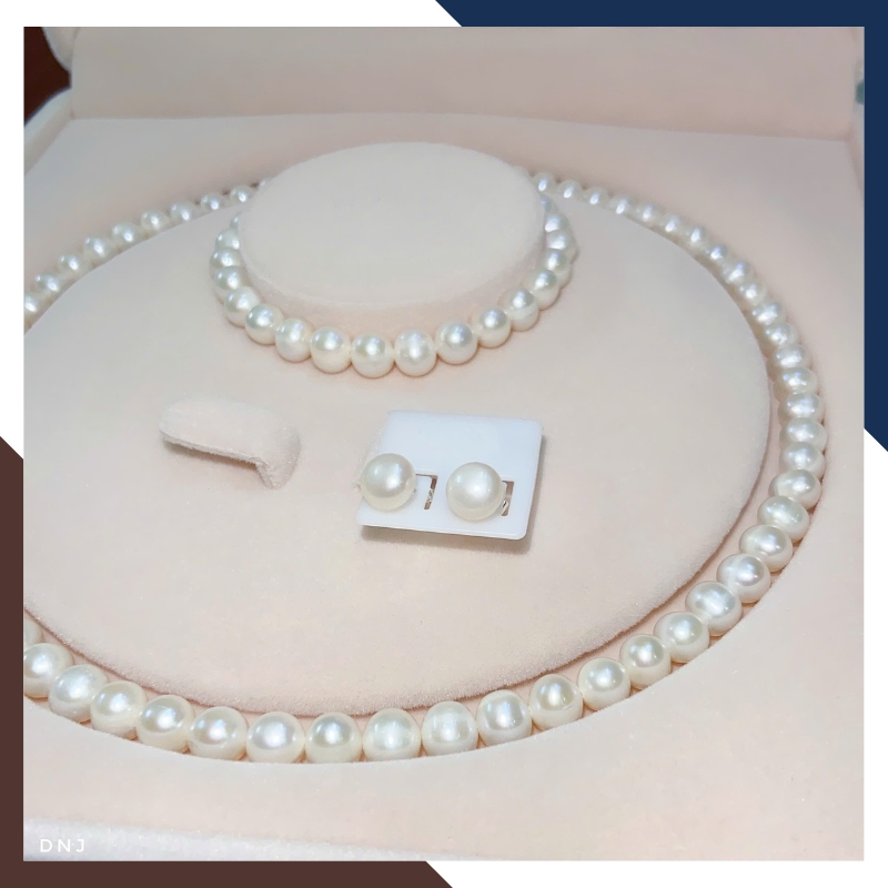 Bộ trang sức ngọc trai thật màu trắng BTSNT200