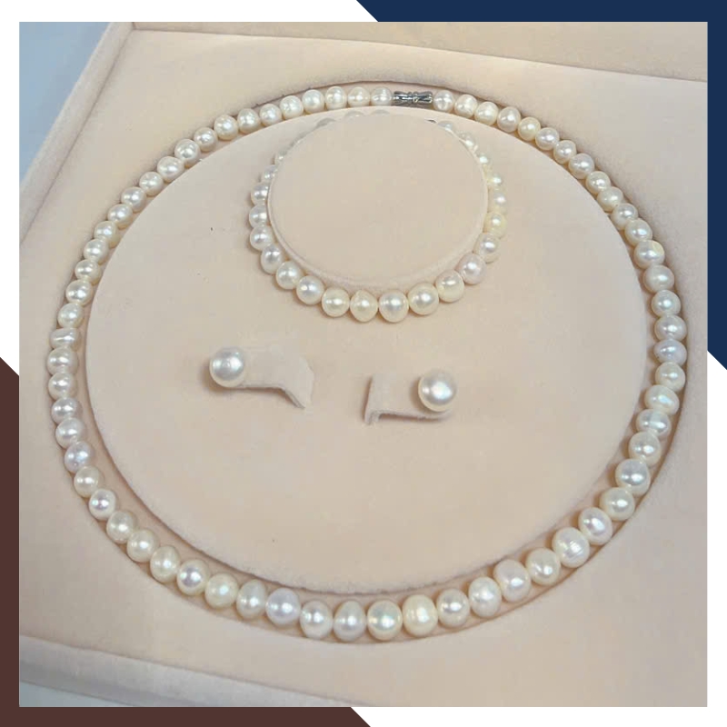 Bộ trang sức ngọc trai thật màu trắng BTSNT200