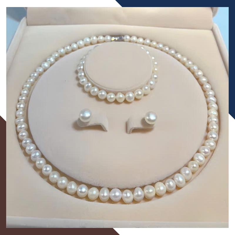 Bộ trang sức ngọc trai thật màu trắng BTSNT200