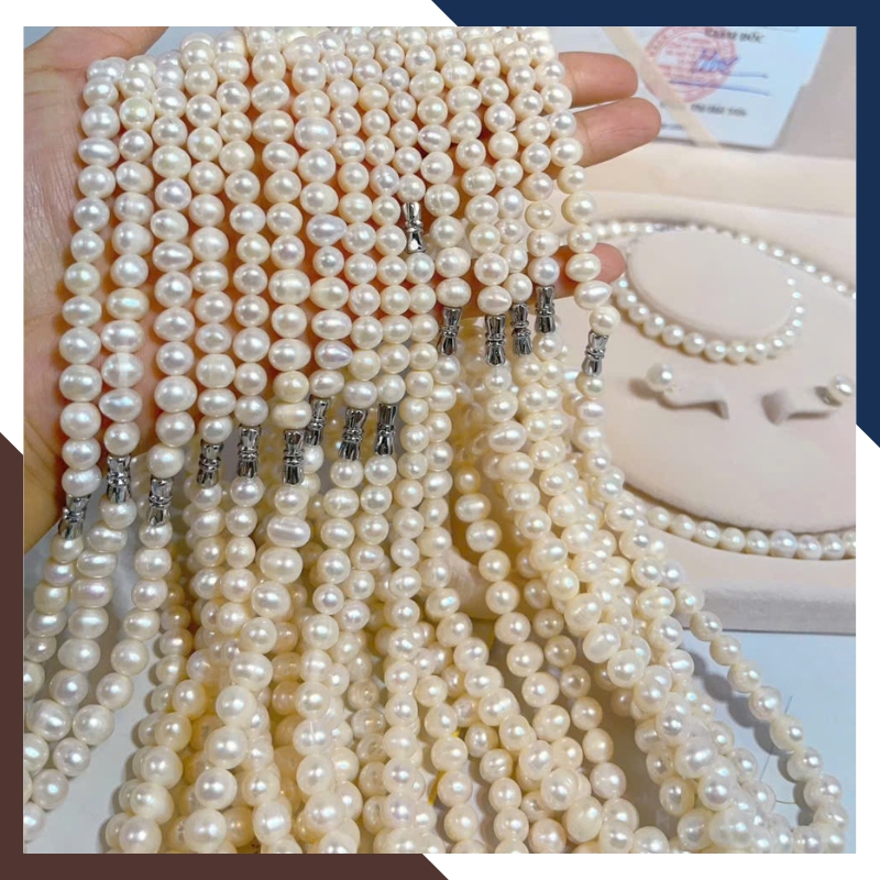 Bộ trang sức ngọc trai thật màu trắng BTSNT200