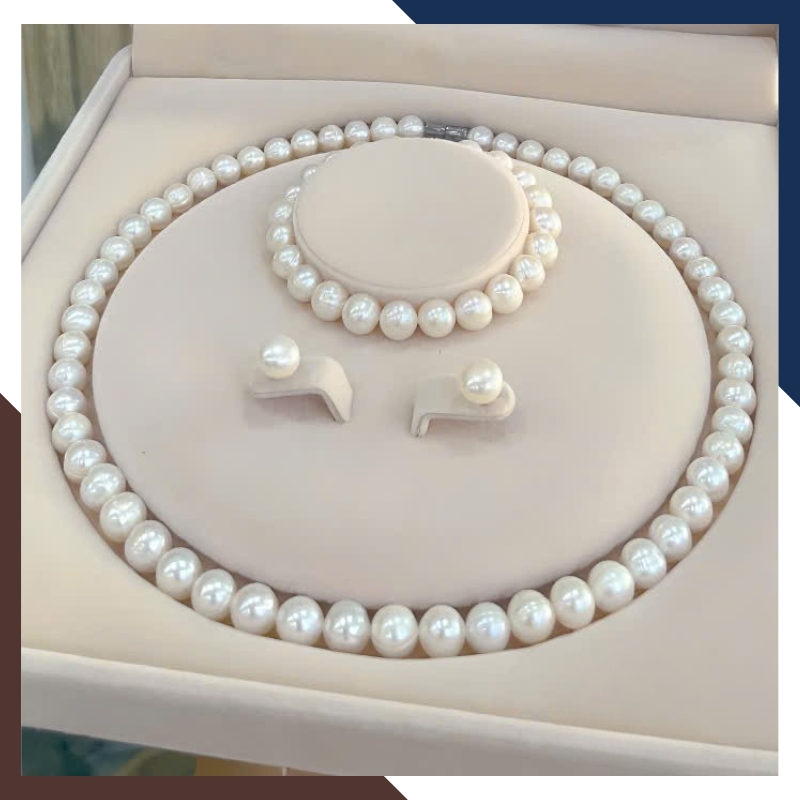 Bộ trang sức ngọc trai thật màu trắng BTSNT205