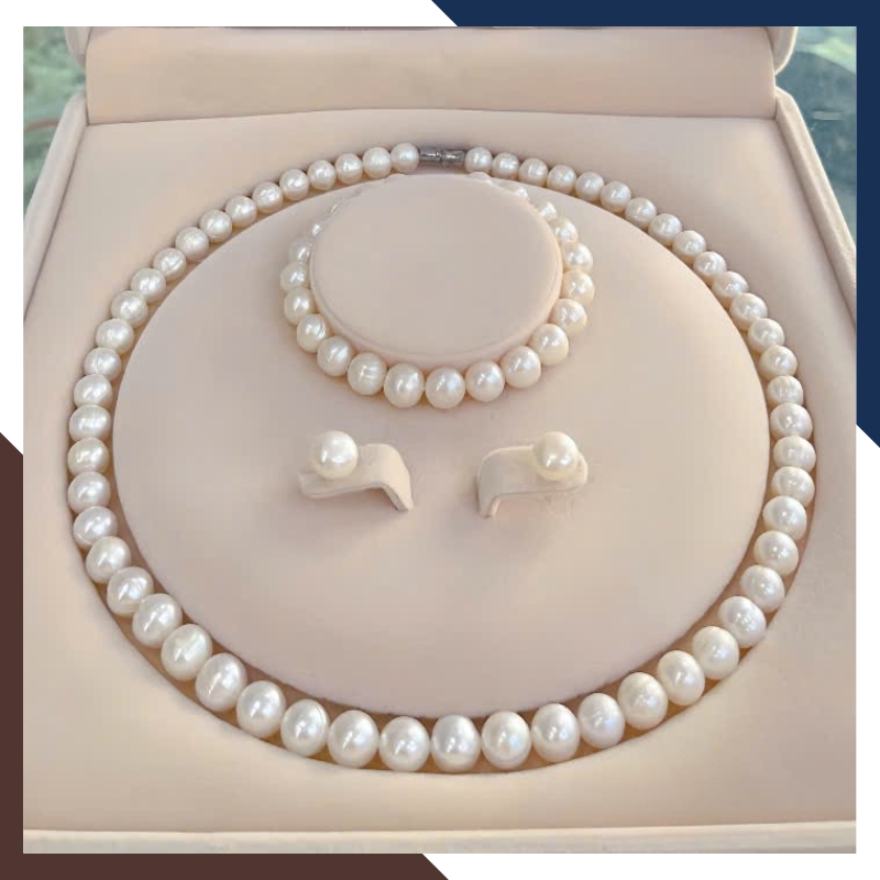 Bộ trang sức ngọc trai thật màu trắng BTSNT205