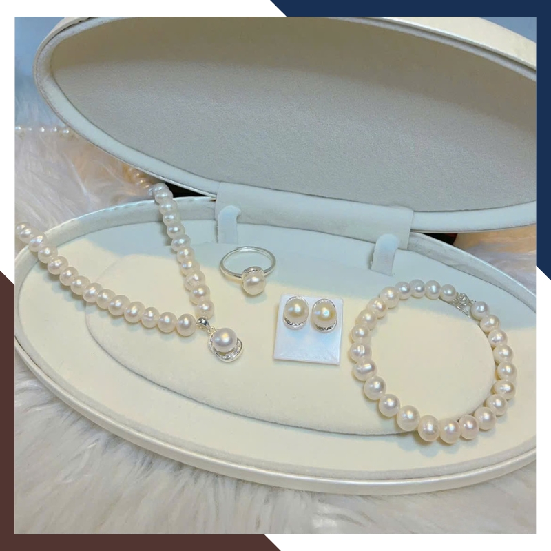 Bộ Trang Sức Ngọc Trai Thật Mix Bạc BTSNT217 – Thanh Khiết & Quý Phái