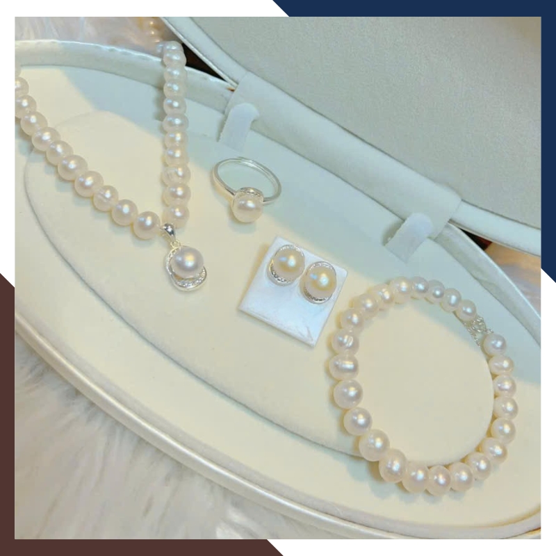 Bộ Trang Sức Ngọc Trai Thật Mix Bạc BTSNT217 – Thanh Khiết & Quý Phái