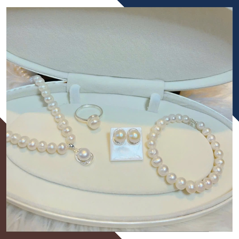 Bộ Trang Sức Ngọc Trai Thật Mix Bạc BTSNT217 – Thanh Khiết & Quý Phái