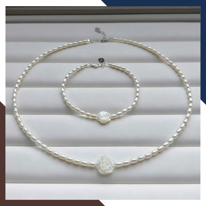 Bộ Vòng Ngọc Trai Thật Cho Nữ Mặc Áo Dài BTSNT142