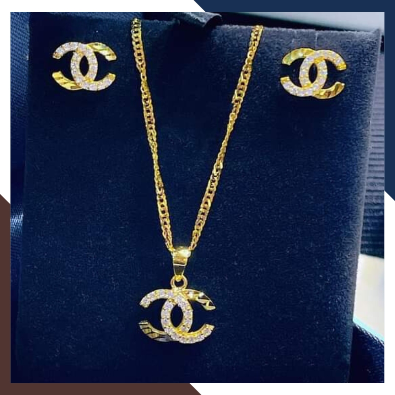 Bông tai chanel vàng tây 10k đính đá cho nữ đẹp mã TL45