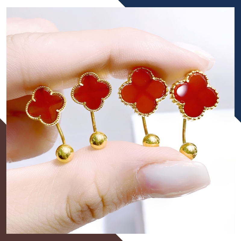 Bông Tai Cỏ 4 Lá Vàng Tây 10k BTV212