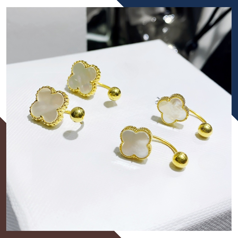 Bông Tai Cỏ 4 Lá Vàng Tây 10k BTV212