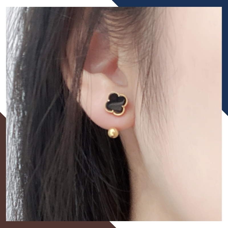 Bông Tai Cỏ 4 Lá Vàng Tây 10k BTV212