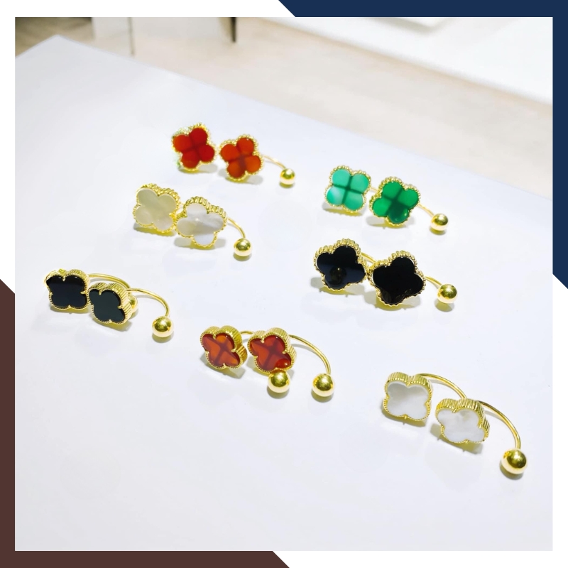 Bông Tai Cỏ 4 Lá Vàng Tây 10k BTV212