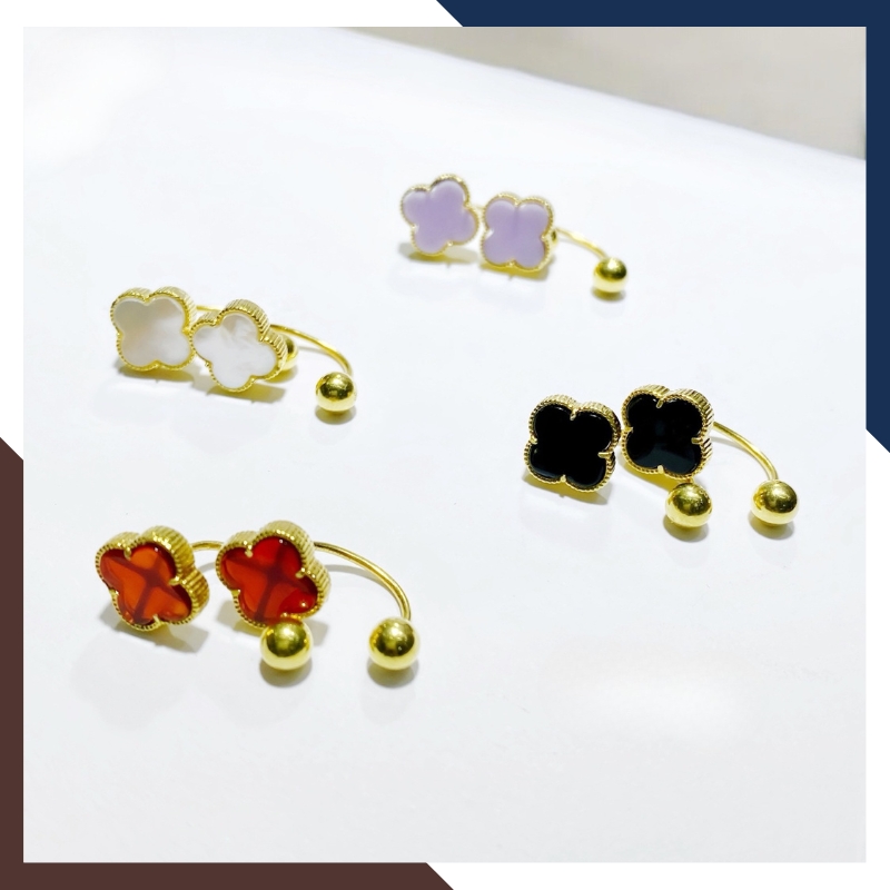 Bông Tai Cỏ 4 Lá Vàng Tây 10k BTV212