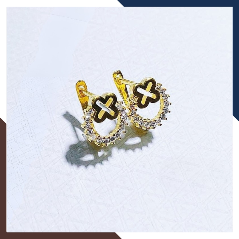 Bông Tai Cỏ 4 Lá Vàng Tây 10k BTV216