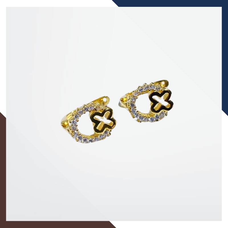 Bông Tai Cỏ 4 Lá Vàng Tây 10k BTV216